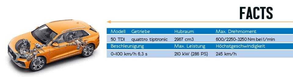 Facts-Tabelle Audi Q8 Fakten