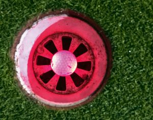 Neon Golfball in Hole