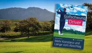 Golfplatz und Buchcover " Golfschwung mit dem Driver"