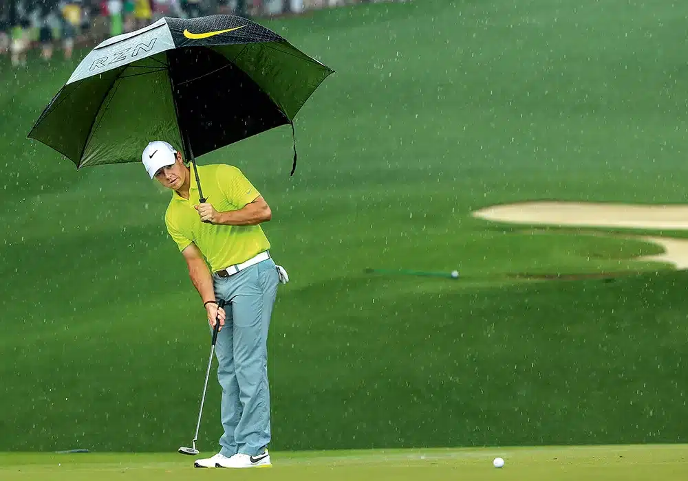 Mit dem Schirm zum geteilten 4. Platz: 2015 Rory McIlroy Augusta Masters 2015