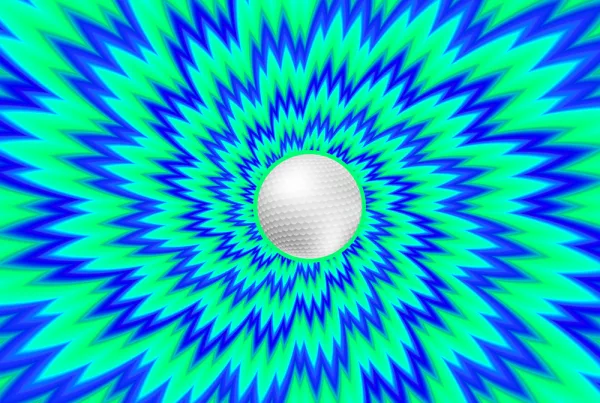 Optische Täuschung durch ein psychedelisches Bild mit einem Golfball in der Mitte