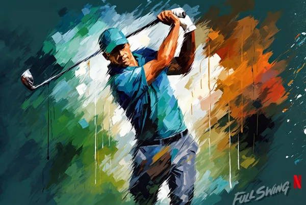Golfspieler Zeichnung in action splash