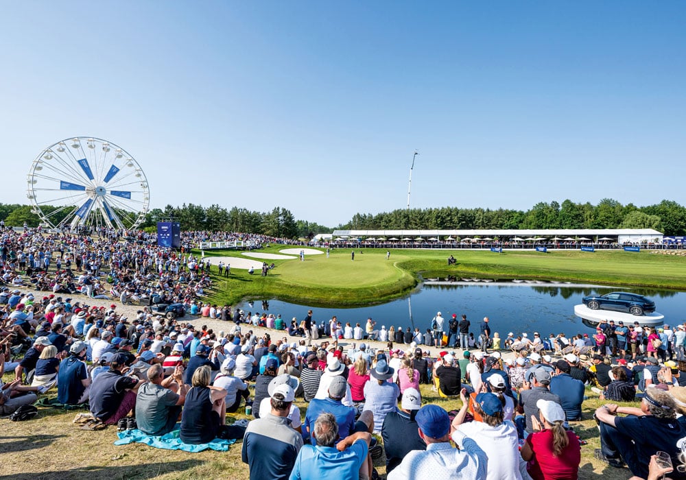 Zuscheuermassen am Grün der 18 bei der European Open