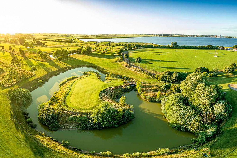 Golfpark Fehmarn Luftbild Panorama Loch 9